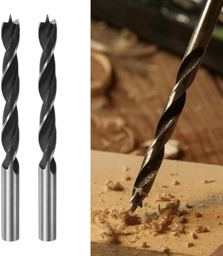 2 Pcs Wood Auger Drill Bits, Cuts Shallow and Deep Holes in Wood