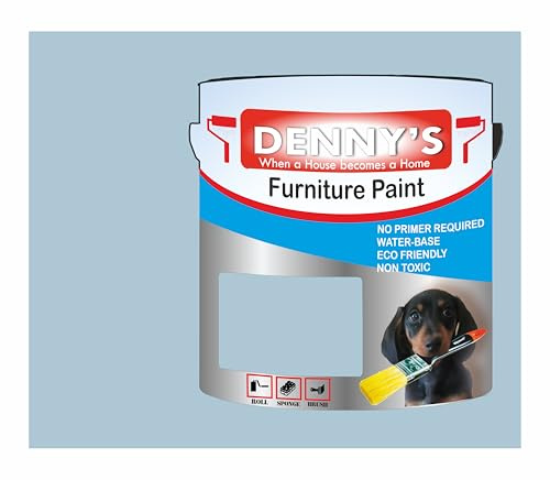 SCOOBYS PAINTS BACK IN THE MIX Metallic Water-Based Furniture Paint Satin Finish, No Primer Required, Interior/Exterior Non Toxic Eco Friendly 250ML Plastic, Metal & Wood Fast Drying (Baby Blue)