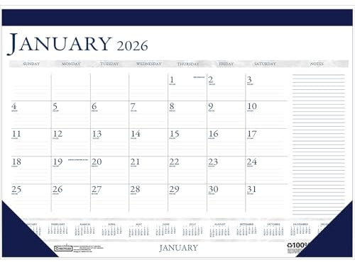 House of Doolittle 2026 Monthly Desk Pad Calendar, 22 x 17, Blue (164-26)
