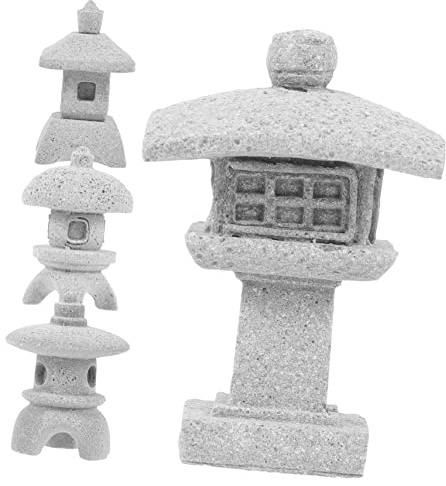 TOYANDONA 4piezas Estatua De Piedra De Linterna Decoración De Jardín De Pagoda Adorno De Jardín De Estatua De Pagoda Micropaisaje De Pabellón Decoración De Mini para Adorno De