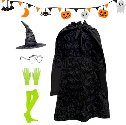 Costume da per ragazze - Vestito da abito nero, abbigliamento traspirante | Forniture per cosplay di Halloween per ragazzi 5 ai 12 anni, interpretazione del dramma sul palco, gioco di ruolo