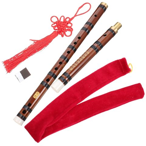 Cabilock Instrumento de Viento Flauta de Bambú para Estudiantes Principiantes Tono C Flauta de Estilo Antiguo Portátil para Adultos Instrumento Chino de Práctica