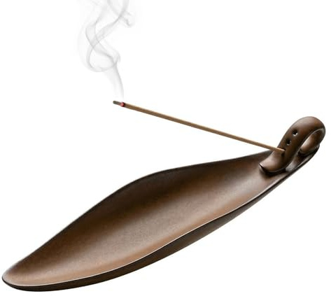 Porta incenso in ceramica, porta bastoncini di incenso con 3 aperture e contenitore per cenere, supporto per bastoncini di incenso per meditazione, yoga, casa e ufficio