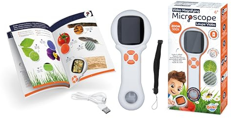 Microscope Loupe Vidéo 500X pour Enfant – Écran 5 cm – LED Intégrée – Photo & Vidéo – Focus Automatique – Batterie Rechargeable USB – Dès 4 Ans- BUKI France - MR300
