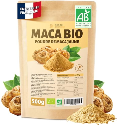 DETOX ORGANICA Maca Bio - 500g Poudre de Maca Jaune Bio