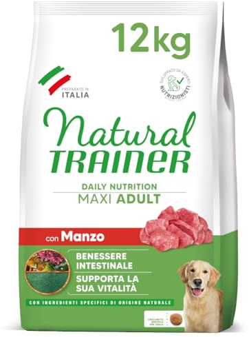 Natural Trainer Maxi Cibo per Cani Adulti con Manzo - 12kg