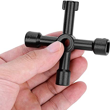 Fdit Clé d'Ouverture Universal Key en Alliage de Zinc de Clé de Radiateur 4-Way pour Cabinet de Placard de Boîte Electrique de Valve de Compteur d'Eau