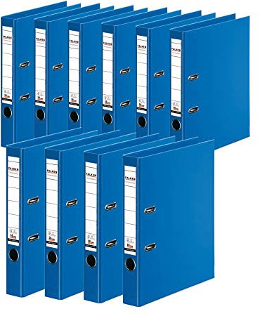 Original Falken 10er Pack Chromocolor Premium-Ordner. Made in Germany. Kunststoffbezug außen und innen 5 cm breit DIN A4 blau Ringordner Aktenordner Briefordner Büroordner Plastikordner