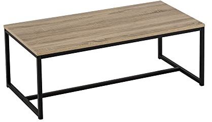 LOLAhome | Mesa de Centro | Mesa Auxiliar para Salón o Comedor Sala de Estar Balcón Oficina| Mesita Baja Sofá | Madera y Acero | 100x36x50 CM | Natural y Negro