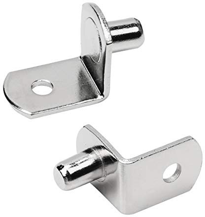 6mm L-Shaped Support Shelf Bracket Pegs with Hole, Polished Nickel Steel Shelf Support Pegs for Kitchen & Bookcase