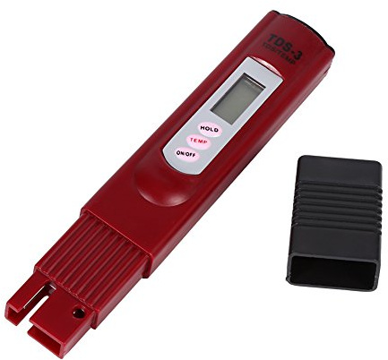 Hyuduo Detector de Calidad de Agua LCD Digital Analizador de Minerales de Agua Pluma de Prueba Filtro de Pureza Portátil Medidor de TDS Tester 0-9990 PPM Temp(Rojo)