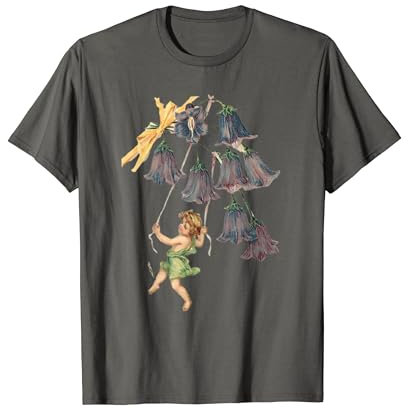Wunderschöner Vintage-Cherub, der unter winzigen Glockenblumen tanzt T-Shirt