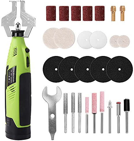 Bostar Afilador de Cadenas de Motosierra Eléctrico Inalámbrico con 2 Baterías, Mini Rectificadora Portátil, Kit de Herramientas de Afilado de Sierra de Cadena (Negro)