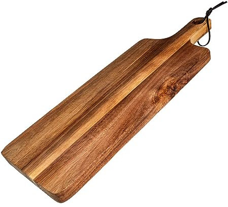 Intirilife Planche à découper en bois - Taille totale 43 x 15 x 1.8 cm - Surface de découpe 33 x 15 cm - Planche de cuisine pour viande, fromage, charcuterie, pain, planche de service