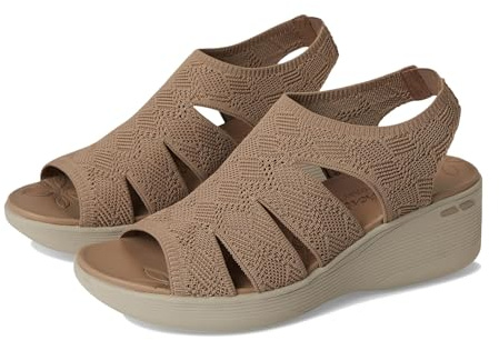 Skechers Pier-lite-Memory Maker - Sandali da donna con zeppa, Moka, 41 EU