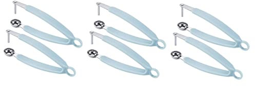 BESTonZON 6piezas Removedor De Núcleos De Frutas De Acero Inoxidable Deshuesador De Cereza y Dátil Utensilios De Cocina Prácticos y Eficientes Azul Lago