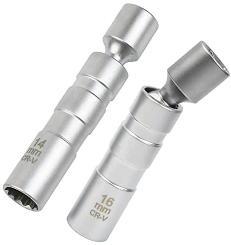 ANNTIM 2 st tändstiftsnyckel 16 mm/14 mm, flexibel magnetisk tändstiftskontakt, magnetisk tändstiftsnyckel, tändstiftsborttagningsverktyg, 3/8 tum tändstift koppnyckel för bilar