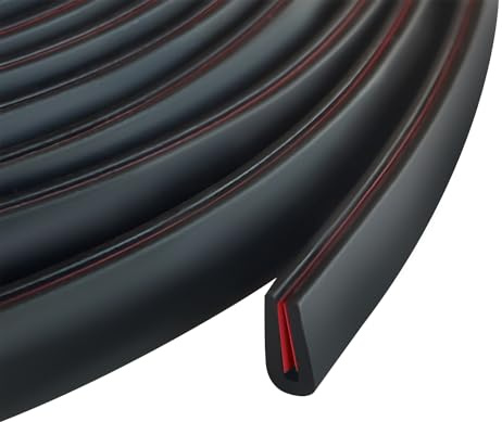Edge Trim, 1/16 Rubber Edge Trim, Flexible Self Adhesive U Channel Edge Guards, Edge Protector for Sharp Edge, Sheet Metal and Car Doors, Peel and Stick Auto Door Guard, Black Color, 10Ft