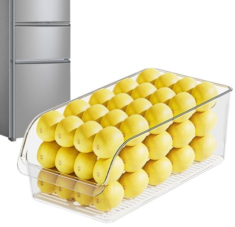 Contenedor de frutas para frigorífico, organizador de frigorífico, caja de almacenamiento de congelador, recipientes de almacenamiento de alimentos reutilizables con divisor vaciable, órgano de cajón