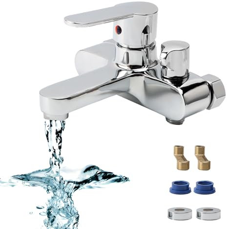 Fesatccoz Badewannenarmatur, Mischbatterie Badewanne Einhandmischer Wannenmischer 1/2 Zoll Auslauf, Wasserhahn Badewanne, Wasserhahn Badewanne
