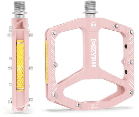 MZYRH Mountain Bike Pedals MTB Pedals,9/16 Non-Slip Lightweight Aluminum Alloy Bicycle Pedals for Road Mountain BMX MTB (Pink)