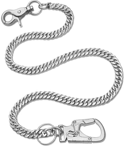 Ahiller Chaîne Portefeuille Clés Biker, Chaîne Fantaisie en Acier Inoxydable pour Poches Pantalon Portemonnaie Jean Sac à Main Ceinture avec Petit Mousqueton Mécanisme Double Fermeture(mousqueton)