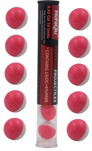 MoFaQiu 43 Cal(1% OC+4% PAVA) Pepper Balls,Nanopowder,Fracture Groove Design,Laser Welding,Pepper Self Defense Balls, Pepper riot Control Balls,Compatible All.43 Cal Pepper Ball launchers