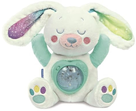 Clementoni Baby Fiocco, Proiettore di Aurora Boreale, Morbida Lepre Peluche con Proiettore, Proietta l'Aurora Boreale nella Tua Stanza, per Bambini 0+ Mesi, Lingua Italiana, 17588