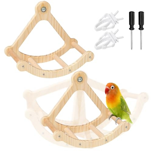 Sxutop 2 Pezzi Giocattoli Per Uccelli Altalene In Legno Giochi a Gabbia per Uccelli Giocattolo Da Appendere Altalena en Forma Nave Pirata Altalena per Pappagallo in Legno per Pappagalli Canarini