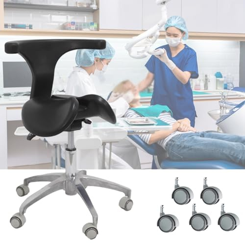 LMMSHA Sedile odontoiatrico Nero, Sella ergonomica Divisa con Schienale, Sgabello Girevole per Salone di Sollevamento, Sedia da Ufficio Girevole