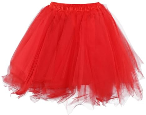 Donne Tutu Gonne Partito Vita Alta Bubble Gonna Balletto Casual Rave Multi-Layer Sottogonna Classico Rockabilly Accessori Per Adulti, Rosso, XXL