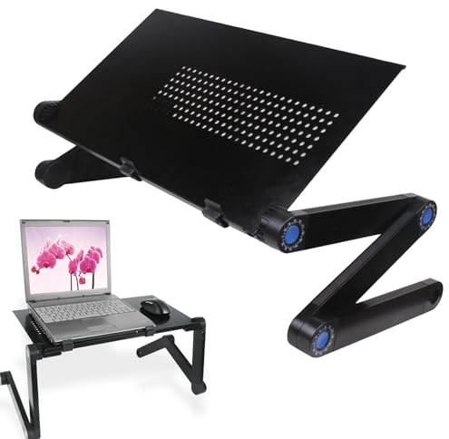 Wisylizv Laptop sängbricka, sängskrivbord för bärbar dator och skrivbord, bokstativ och låda – hopfällbar, halkfri säng-laptop-bords-musmatta ingår, för säng,