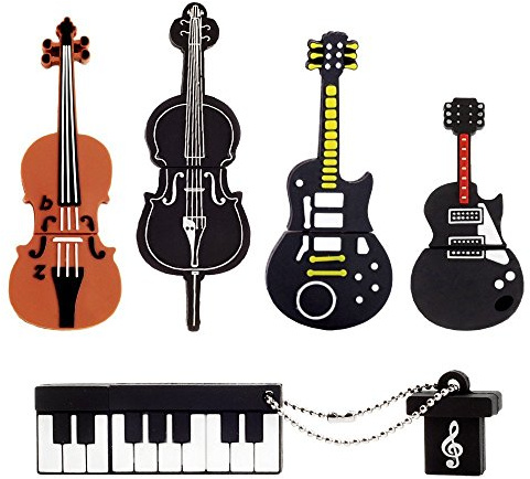 5 Pezzi 8GB USB Pen Drive Penna Usb Porta Chiavette Chiave Carino Strumento musicale Regali per i bambini Supporta PC Tablet portatile(5 * 8GB,Strumento musicale)