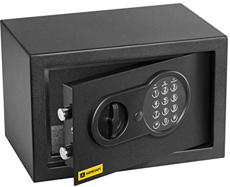 HomeSafe HV20E Digital Safe Box with Electronic Lock, 20x31x20cm (HxWxD), Electronic Money Safe Lock Box for Home Security, Storage Safety Locker, Cash Savings or Money
