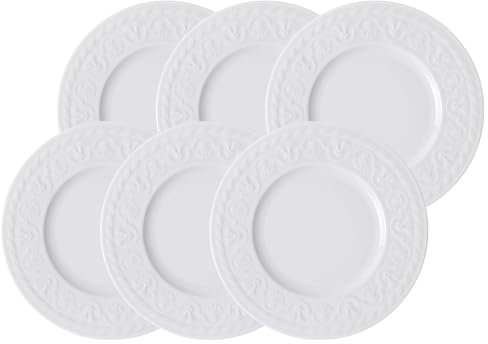Villeroy & Boch Cellini Brotteller, Kleiner Teller ø 18 cm, Klassisches Weiß mit antikem Relief, Premium Porzellan, 6er Set