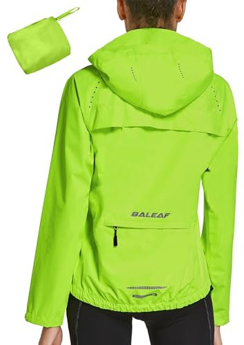 BALEAF Fahrradjacke Damen Regenjacke Wasserdicht Atmungsaktiv Wanderjacke Windbreaker Sommerjacke Outdoor Jacken Leichte Windjacke Trekking Regenjacke Radjacke Fluorescent Gelb XXL