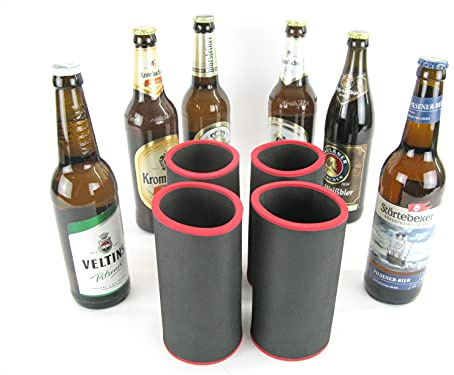 asiahouse24 4 refrigeratori neri per bevande – refrigeratori per bottiglie di birra da 0,5 l in neoprene spesso 5 – 6 mm per un migliore raffreddamento, refrigeratore di qualità modello 2023
