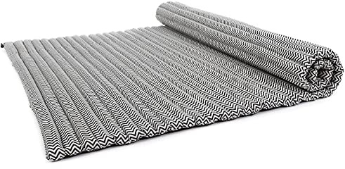 Leewadee - hopfällbar golvmadrass - japansk hopfällbar futon - hopfällbar tatamimatta - gästsäng - campingmadrass - thaimassagematta - kapokfylld -, Black White