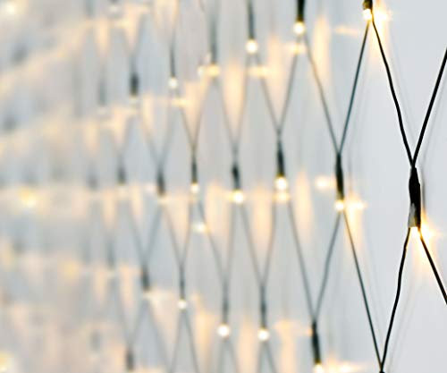 Lichternetz 1,5x1,5 m - 100 LED warmweiß - mit Stromstecker + Timer Funktion - Deko Lichterkette Netz Außen