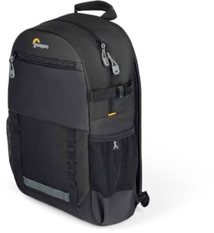 Lowepro Adventura BP 150 Iii, kameraryggsäck med stativhållare, 28,9 cm surfplatteficka, baksidoåtkomst, för spegelfri kamera, kompatibel med Fujifilm Xt200, Canon M50 Mii, Eos R10, Nikon Z50, svart