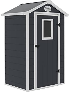 Habitat et Jardin - Abri de Jardin Résine Texas 1.34 m² Anthracite - Ancrages Intérieurs - Antirouille/Anti-UV