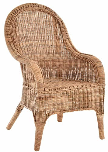 korb.outlet Bequemer Rattansessel mit hoher Rückenlehne Rattan Rattanstuhl Lounge mit Breiten Armlehnen (Natur)