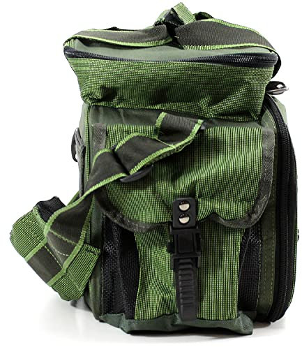 QMBasic Multi ANGELTASCHE inklusive 4 Köder Boxen für Angelzubehör + 1 Multi-Werkzeug