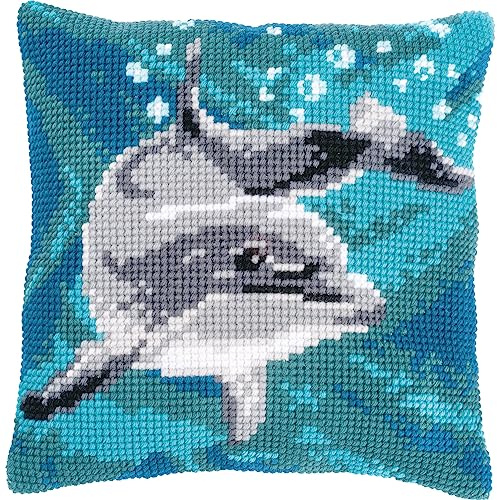 Vervaco Delfin korsstygn kudde kit, ecru, ca. 40 x 40 cm