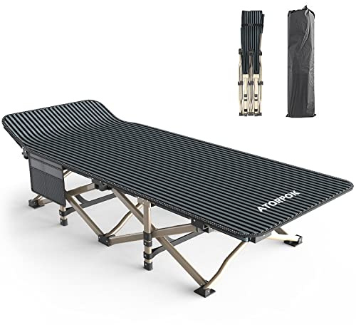 ATORPOK SHOP Lit de Camping Pliable Robuste pour Adultes,Charge Jusqu'à 200 kg, Grande Surface de Couchage 190 x 68 cm，Pêche Extérieur Jardin Intérieur