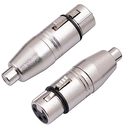 HUALEU Lot de 2 adaptateurs XLR femelle vers RCA femelle, connecteurs de coupleur audio pour mixeur, enregistreur, amplificateur