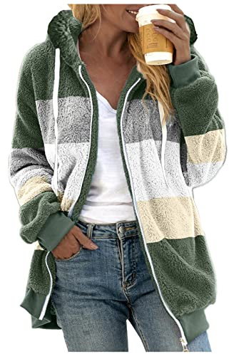 AMDOLE Veste Polaire Femme Fille Hiver Chaude Sweat Capuche Zippé Femme Grande Taille Blousons Chic Et Elegant Sweat Ample Femme Manche Longue Et Poche Chaude Outerwear Pas Cher