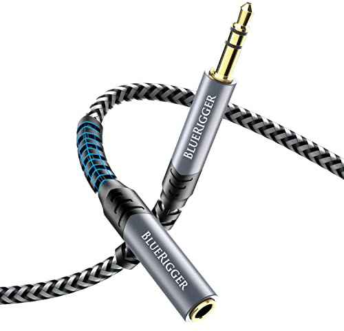 BlueRigger Headphone Extension Cable (50FT, 24K Gold Plated Jack, Hi-Fi Sound, 3.5mm Male to Female Stereo Audio Cable) – Aux Cord for iPod, Laptops, Smartphones, Speakers, Tablets, Home Car Stereo