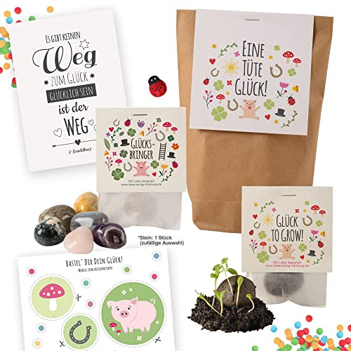 Ideenverlag HAMBURG 6x Glück nachhaltige Wundertüte - Glücksbringer Überraschungstüte & Mitbringsel - Aufmerksamkeit Mitgebsel - give-aways Tüte