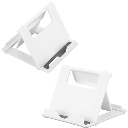 Amaxiu Faltbarer Handy-Ständer, Mini-Tablet-Handy-Ständer, Multi-Winkel-Handyhalterung, tragbare Handyhalterung, Handy-Dockingstation für Schreibtisch, Zuhause, Filmvideos (weiß), 2 Stück